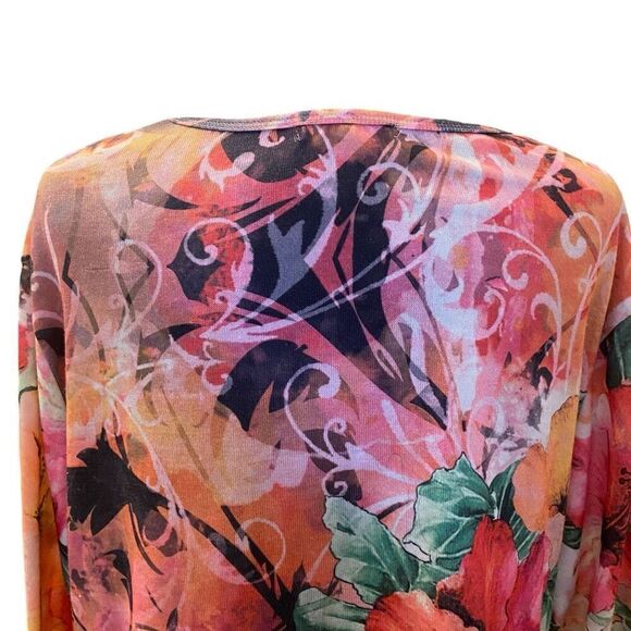 Indigo Soul Floral Boho Handkerchief Hem Tunic – Size 2XL - Picture 7 of 12